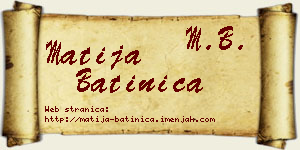 Matija Batinica vizit kartica